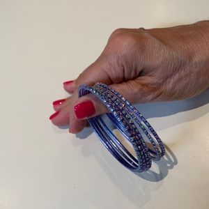 Set of blue glittery bracelets